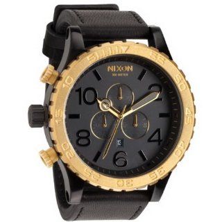 Nixon Mens A124 036 Leather Synthetic with Black Dial Watch Watches
