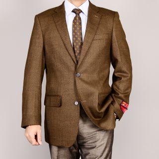 Mantoni Mens Brown 2 Button Wool Sport Coat