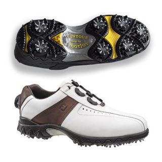 FootJoy Mens Contour White/ Brown Golf Shoes with BOA Lacing System