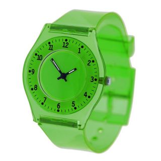 Geneva Womens Platinum Green Translucent Watch