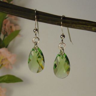 Jewelry by Dawn Sterling Silver Crystal Green Pear Earrings Today $14