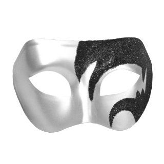 Mystic Black Glitter & Silver Venetian Masquerade Mask ~ Mardi Gras