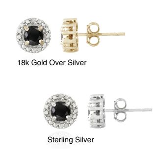 Glitzy Rocks Sterling Silver Sapphire and Diamond Accent Stud Earrings