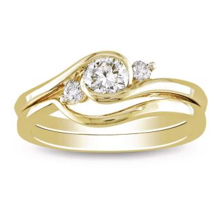 Miadora 10k Yellow Gold 1/2 CT TDW Diamond Bridal Ring Set (G H, I1 I2
