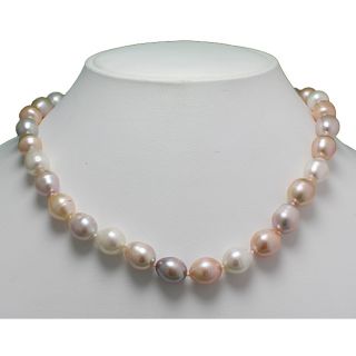 Pearlyta O Jewelry Multi colored Freshwater Rice Pearl Necklace (11 12
