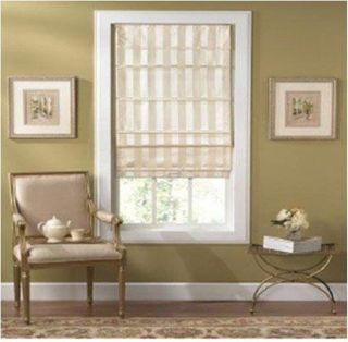 Cordless Off white Striped Fabric Roman Shade (27in x 72in