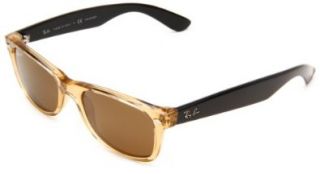 New Wayfarer Sunglasses,Honey & Black Frame/Brown Lens,One Size Shoes