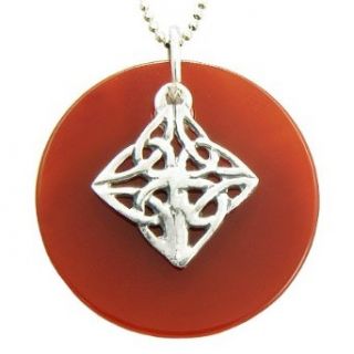 Protection Celtic Shield Knot Circle Carnelian Silver