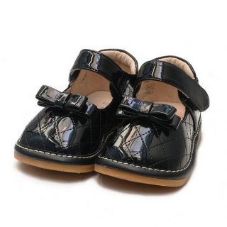 Little Blue Lamb Toddler SQ Series Black Patent Leather Squeaky Shoes