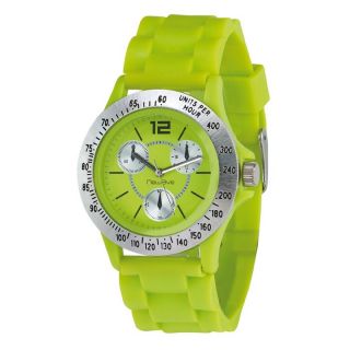 Montre en silicone sur bracelet de coloris vert pomme. Cadran vert