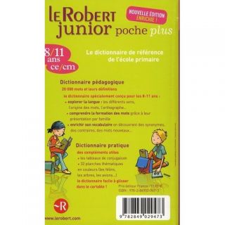 DICTIONNAIRE   LANGUE Dictionnaire Le Robert junior poche plus 8/11