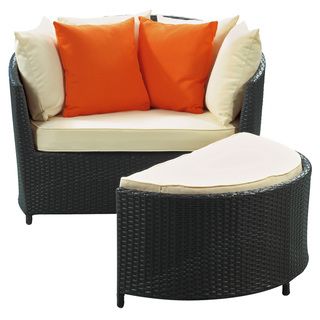 Robins Nest Outdoor Rattan Lounge Chair with Ottoman