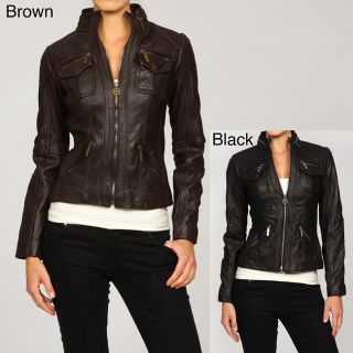 MICHAEL Michael Kors Womens Leather Motorcycle Jacket