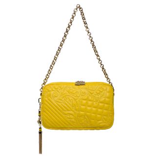 Versace Vanitas Embroidered Yellow Leather Shoulder Bag MSRP $1,395