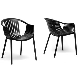 Grafton Black Plastic Stackable Modern Dining Chairs (Set of 2