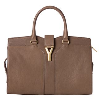 Yves Saint Laurent Cabas Chyc Medium Taupe Leather Tote Bag
