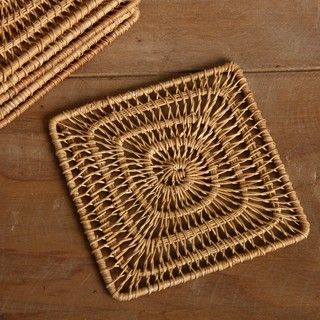 Spiral Square Coasters with Holder (Set of 6)(Bangladesh)