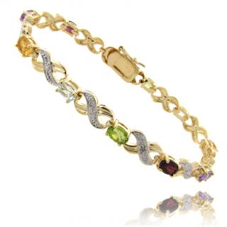Gem Jolie Gold Overlay Multi Gemstone and Diamond Accent X and O