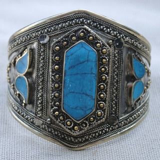 Handcrafted Tribal Lapis Lazuli Cuff Bracelet (Afghanistan