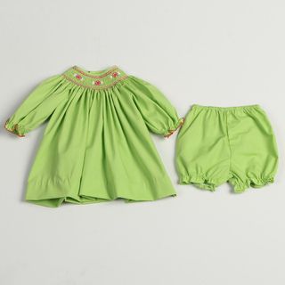 Petit Ami Newborn Girls Lime Smock Collared Dress