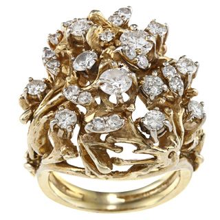 14k Yellow Gold 2ct TDW 1970s Cocktail Ring (G H, SI1 SI2