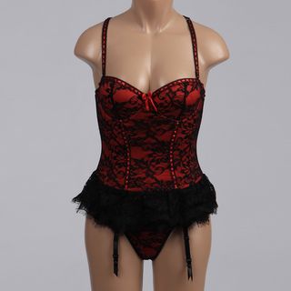 Victorian Red Lace Bustier and Thong