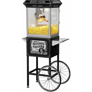 Full size Carnival Style 8 oz Hot Oil Popcorn Machine with Cart