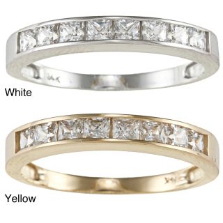 14k Yellow or White Solid Gold 1 3/4ct TGW Princess cut Cubic Zirconia