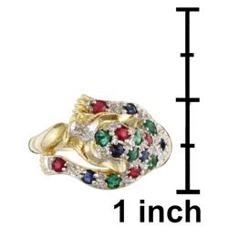 14k Yellow Gold Multi gemstone Panther Ring (Size 6.5)