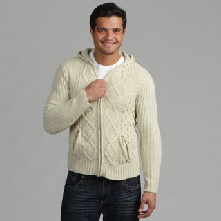 191 Unlimited Mens Cream Cable Knit Sweater