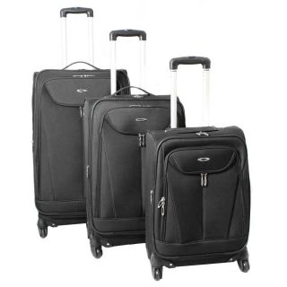 Kemyer Celebrity Lightweight 3 piece Black Expandable Spinner Luggage