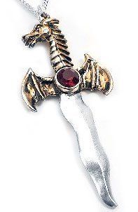 Gothic Forbidden Dragon Athame Dagger Pendant Necklace