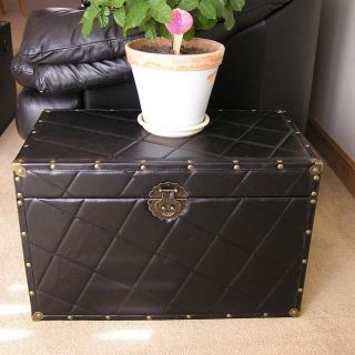 Black Faux Leather Medium Wood Steamer Trunk Today $113.99 5.0 (1