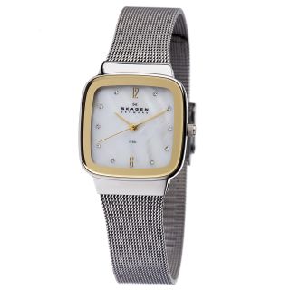 Skagen Womens Two tone Square Dial Watch Today $91.99 5.0 (1 reviews