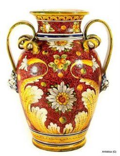 MAJOLICA RUBINO Large vase/urn with two handles. [#1380