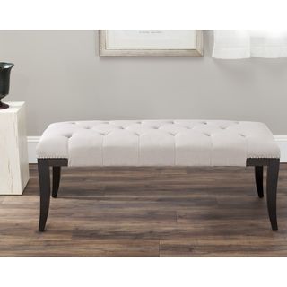 Florence Beige Tufted Nailhead Bench