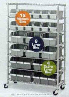 Commercial 7 Shelf 22 Bin Storage Rack System: Home