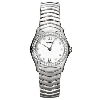 Ebel Womens Classic Wave Stainless Steel Quartz Diamond Watch