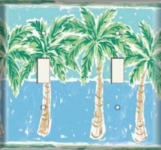 Double Switch Plate   Palm Trees  