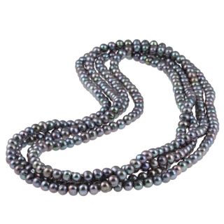 New York Pearls Black FW Potato Pearl 100 inch Endless Necklace (7 mm