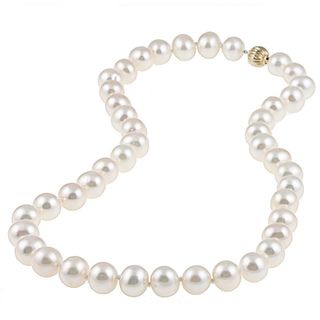 DaVonna 14k 10 11mm White Freshwater Cultured Pearl Strand Necklace