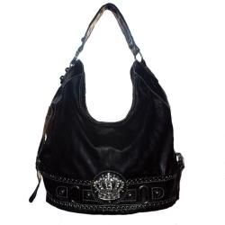 Black Rhinestone Crown Hobo Bag
