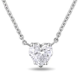Miadora 14k White Gold 1ct TDW Heart shaped Diamond Necklace (E, SI2