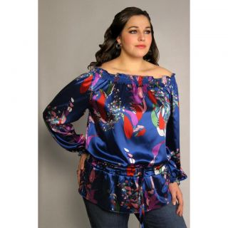 INES Collection Womens Plus Size Deco Print Top