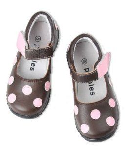 Rainbow Steps/Pippytoes Brown and Pink Polka Dot Shoes 4 Shoes