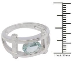 De Buman Sterling Silver Aquamarine and White Topaz Ring