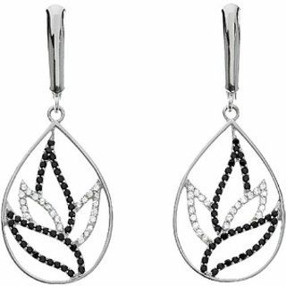 Sterling Silver Black Spinel and Diamond Earrings Jewelry