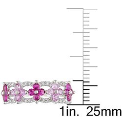 Miadora 10k White Gold Created Ruby, Pink Sapphire, Diamond Ring (HI