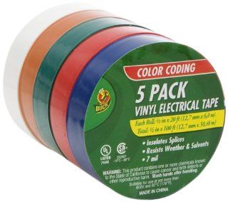 Duck Brand 299020 1/2 Inch by 20 Feet Colored Electrical Tape with 5