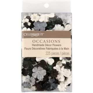 It Handmade Paper Flower Confetti 225/Pkg Black, White & Gray Mix